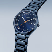 Bering Titanium Brushed Blue Quartz Watch 15139-797