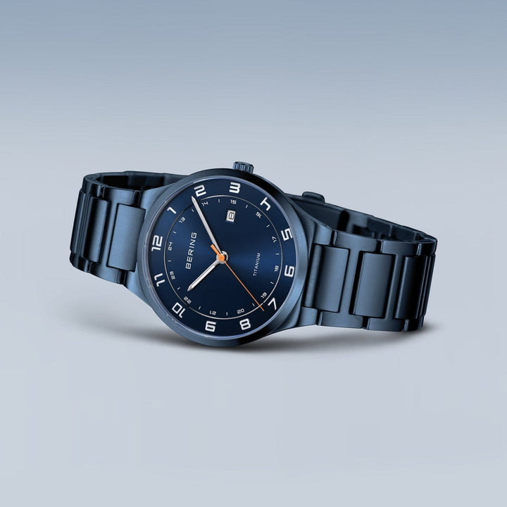 Bering Titanium Brushed Blue Quartz Watch 15139-797