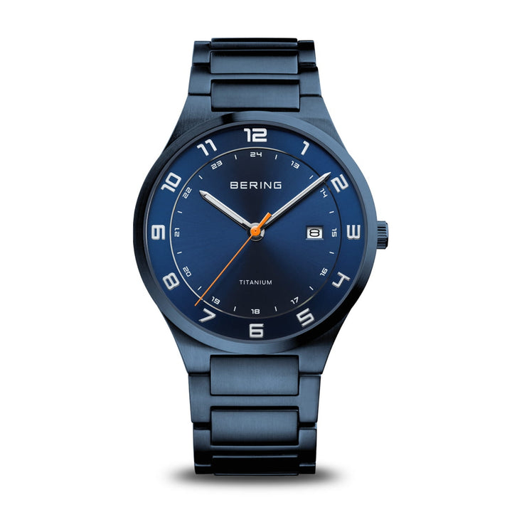 Bering Titanium Brushed Blue Quartz Watch 15139-797