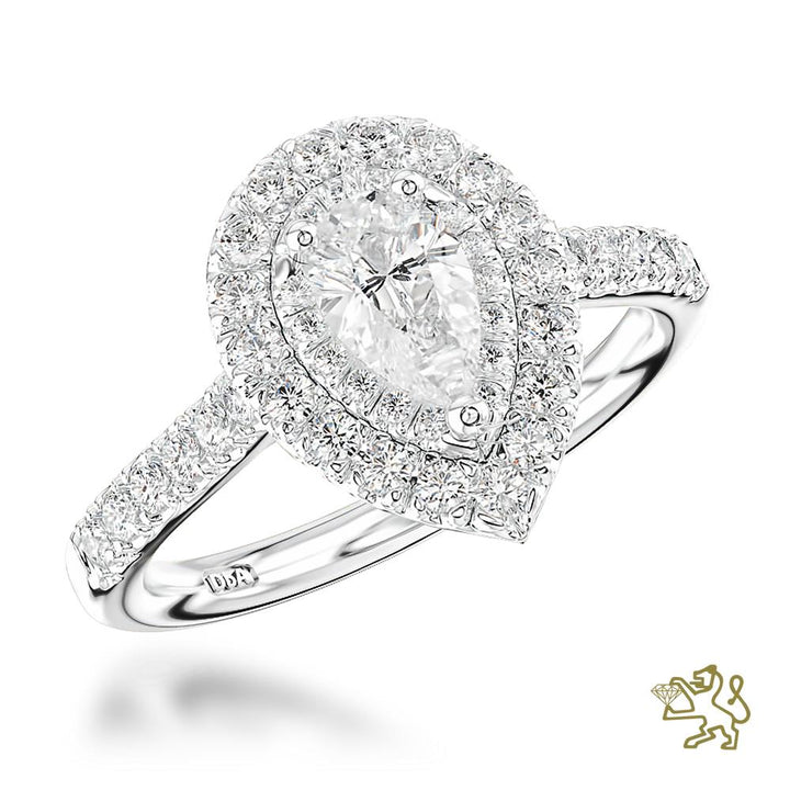 Skye Duo Pear Halo 0.60ct F VS1 Diamond Platinum Ring