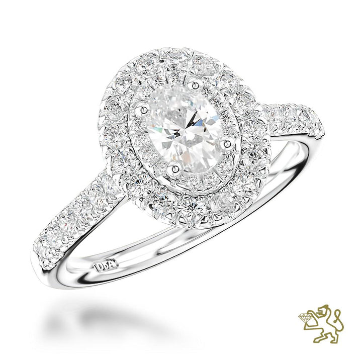 Skye Duo Oval Halo 0.50ct E SI1 Diamond Platinum Ring