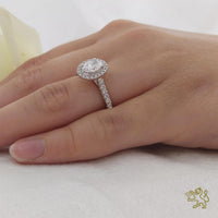 Skye Oval Halo 0.81ct F SI1 Diamond Platinum Ring - Michael Jones Jeweller