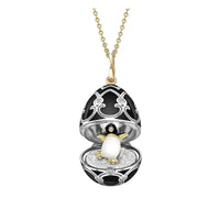 Fabergé Heritage Surprise Penguin Pendant 18ct White and Yellow Gold Black Enamel