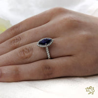 Skye Marquise Halo 2.19ct Sapphire Platinum Ring