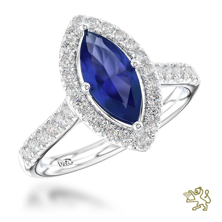 Skye Marquise Halo 2.19ct Sapphire Platinum Ring