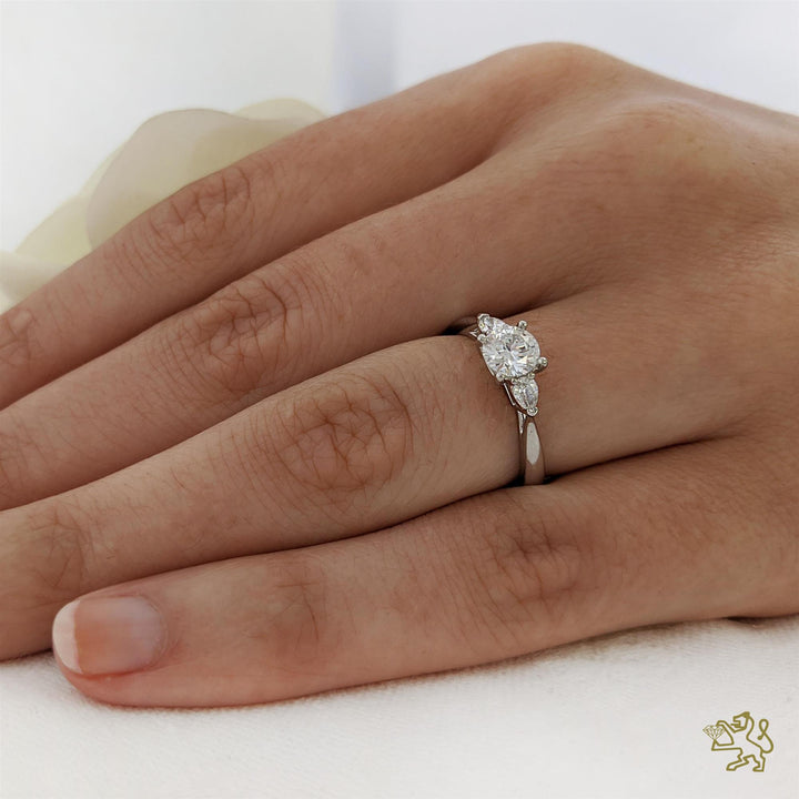 Florentine Three Stone 0.50ct G SI1 Diamond Platinum Ring