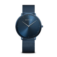 Bering Classic Ultra Slim Polished Blue Quartz Watch 15739-397