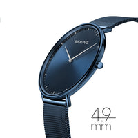 Bering Classic Ultra Slim Polished Blue Quartz Watch 15739-397