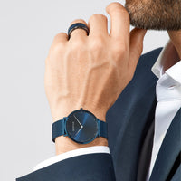 Bering Classic Ultra Slim Polished Blue Quartz Watch 15739-397