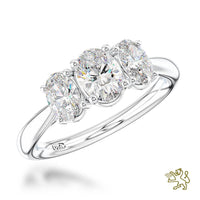 Florentina Oval Three Stone 1.00ct F SI1 Diamond Platinum Ring - Michael Jones Jeweller