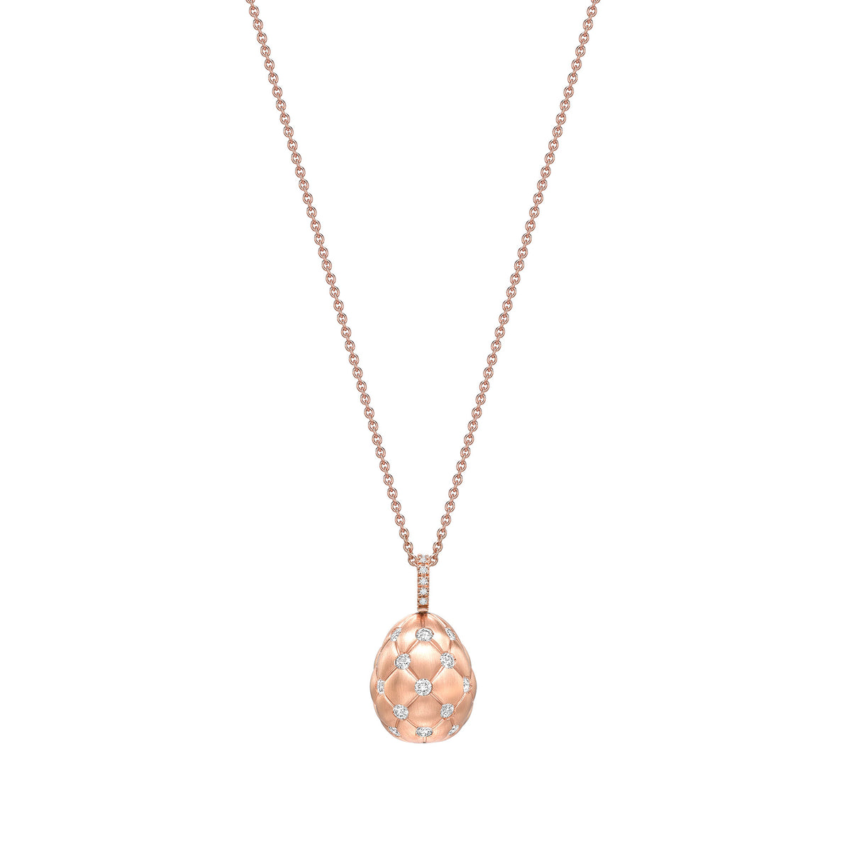 Fabergé Heritage Forever Quilted Egg Pendant 18ct Rose Gold & Diamond Set - Michael Jones Jeweller