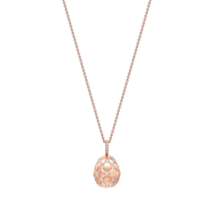 Fabergé Heritage Forever Quilted Egg Pendant 18ct Rose Gold & Diamond Set