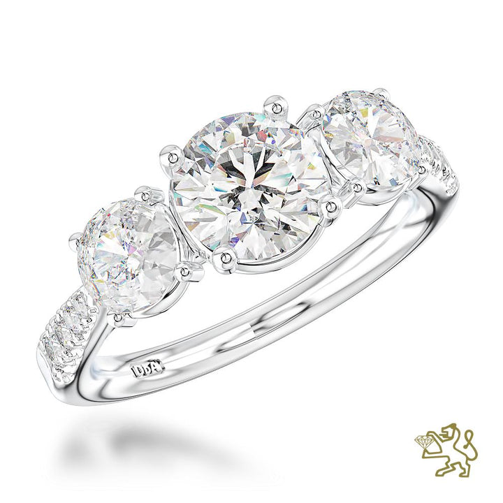 Florentina Skye Three Stone 1.00ct D VS2 Diamond Platinum Ring