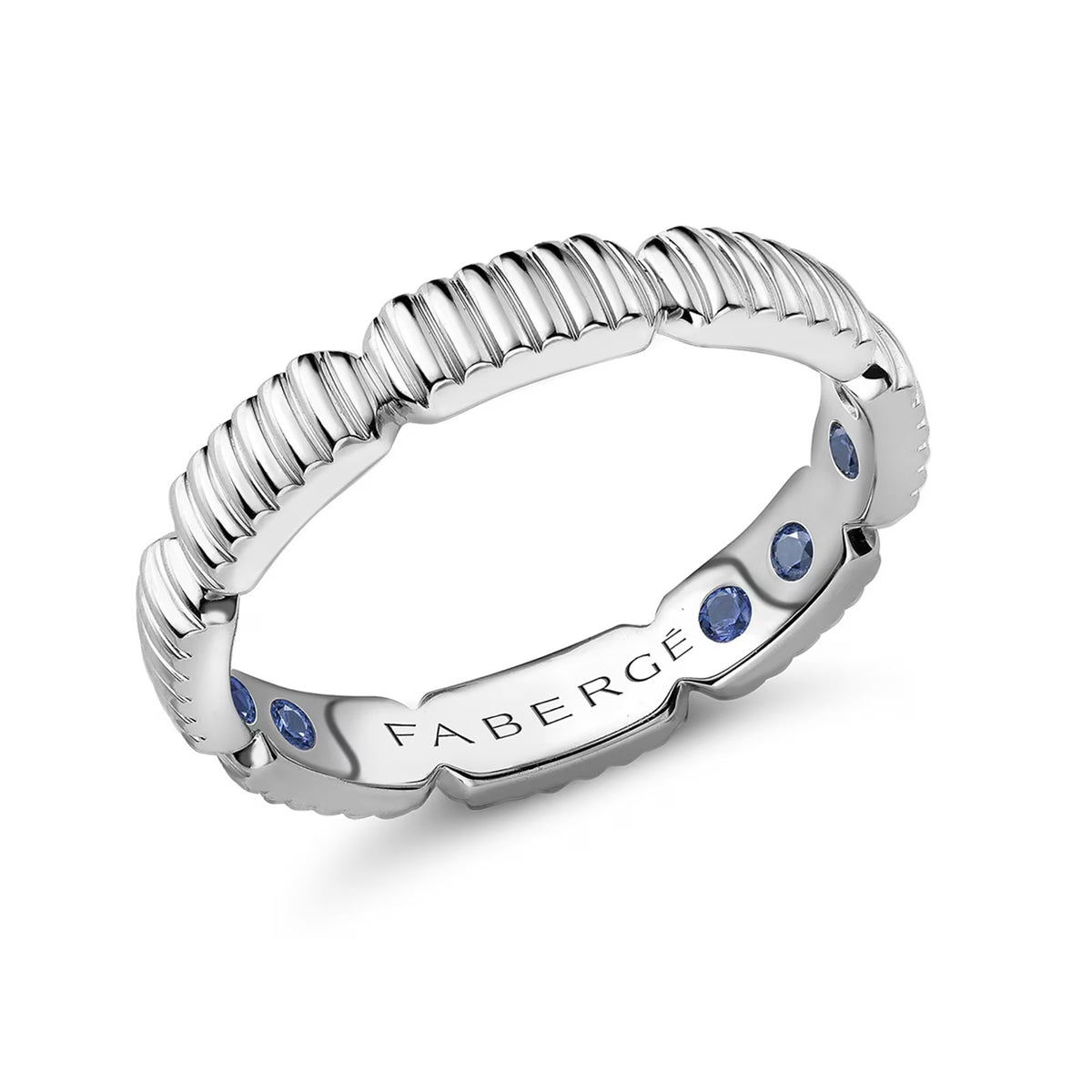 Fabergé Colours of Love White Gold Fluted Gemsation Ring with Hidden Sapphires - Michael Jones Jeweller