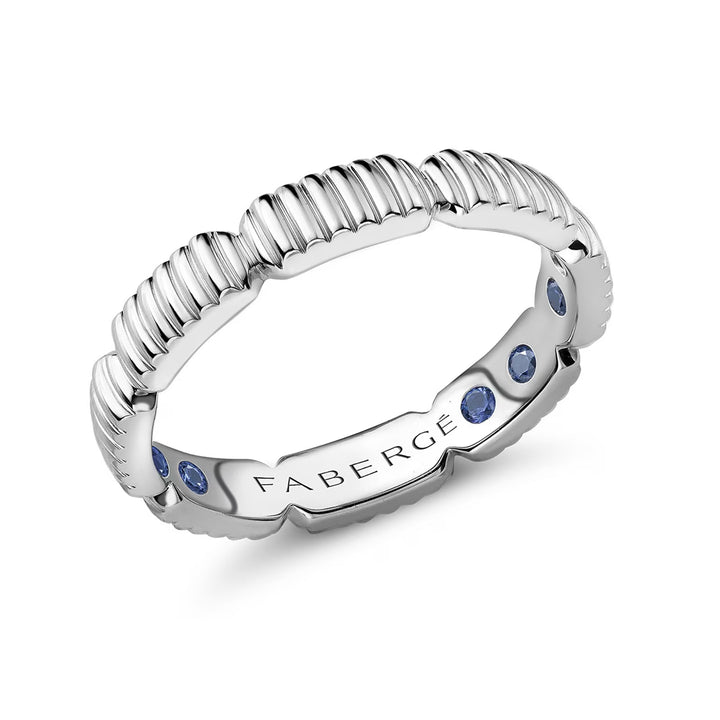 Fabergé Colours of Love White Gold Fluted Gemsation Ring with Hidden Sapphires