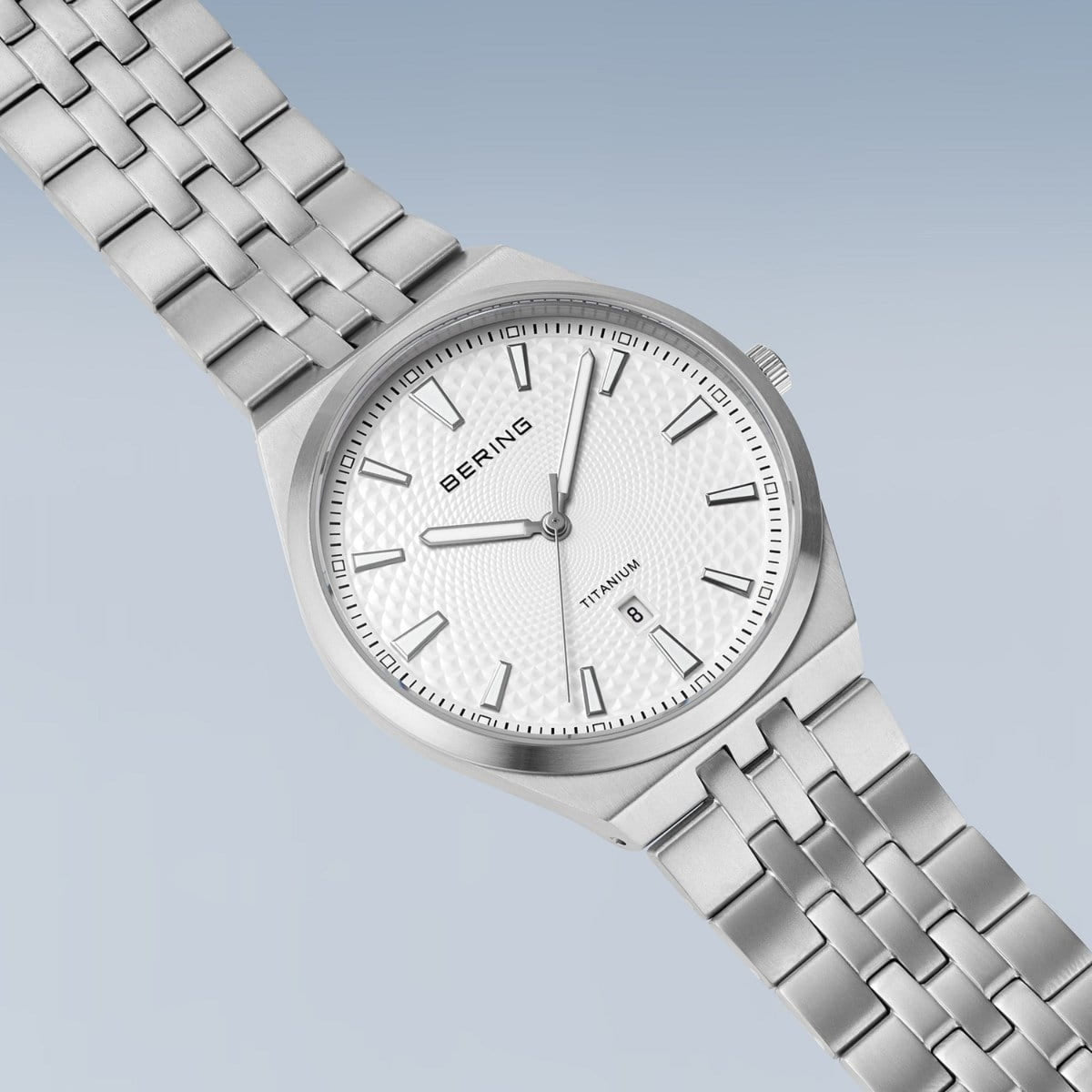 Bering Titanium 41mm Limited Edition White Guilloche Quartz Watch 16141-704 - Michael Jones Jeweller