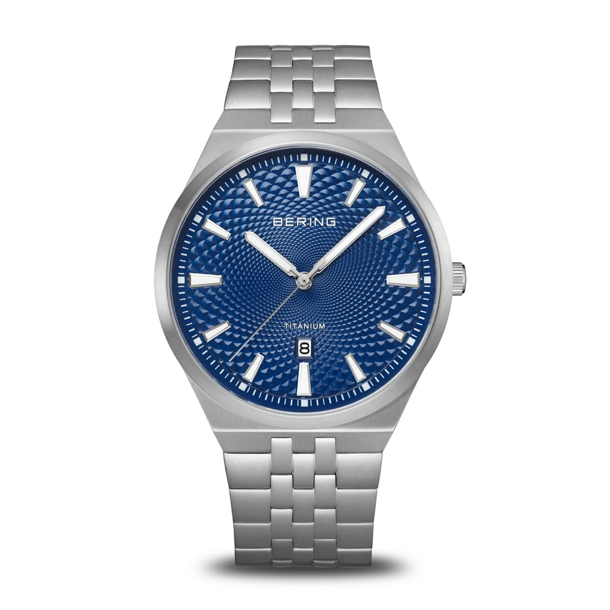 Bering Titanium 41mm Blue Guilloche Quartz Watch 16141-707 - Michael Jones Jeweller