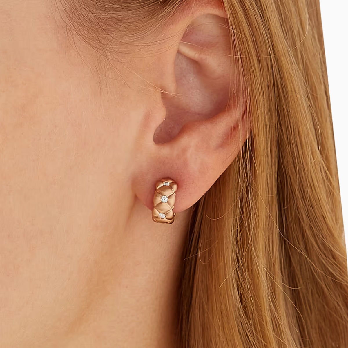 Fabergé Crown Quilted Hoop Earrings with Diamonds - Michael Jones Jeweller