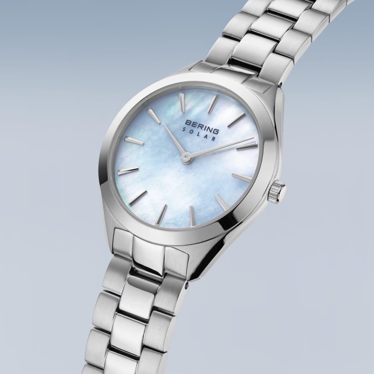 Bering Slim Blue Mother of Pearl Solar Watch 17331-707 - Michael Jones Jeweller