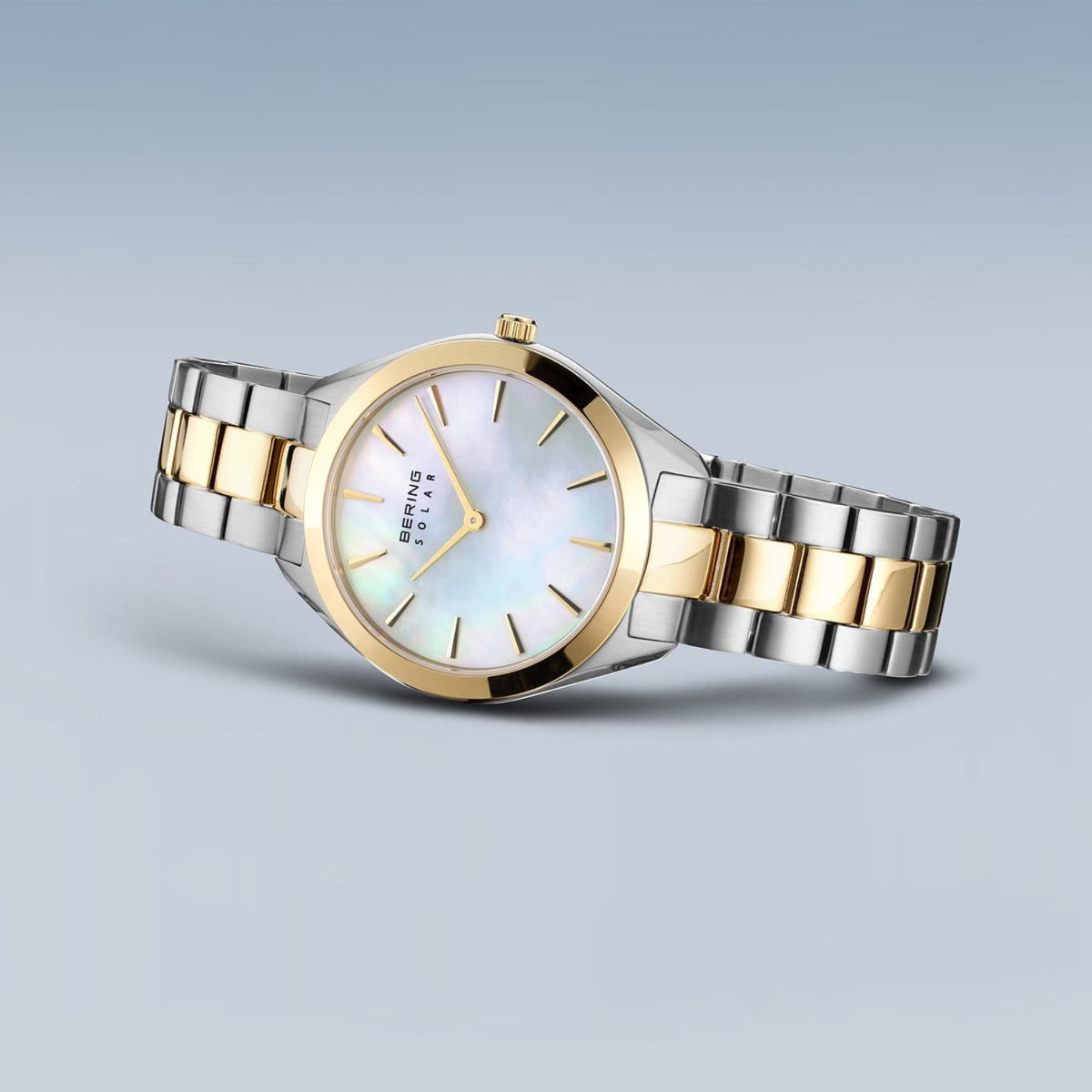 Bering Slim Mother Of Pearl Yellow PVD Solar Watch 17331-710 - Michael Jones Jeweller