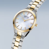 Bering Slim Mother Of Pearl Yellow PVD Solar Watch 17331-710