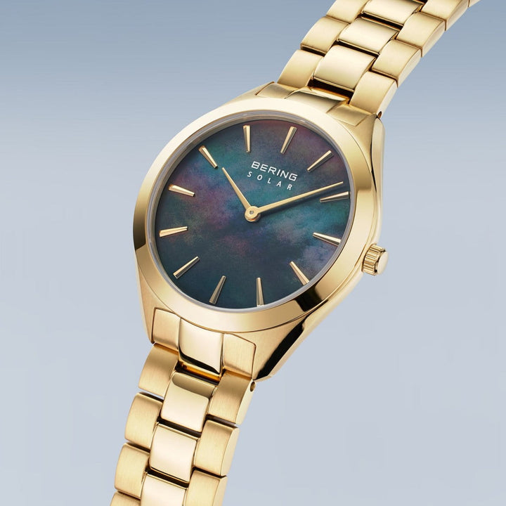 Bering Slim Black Mother of Pearl Solar Watch 17331-732