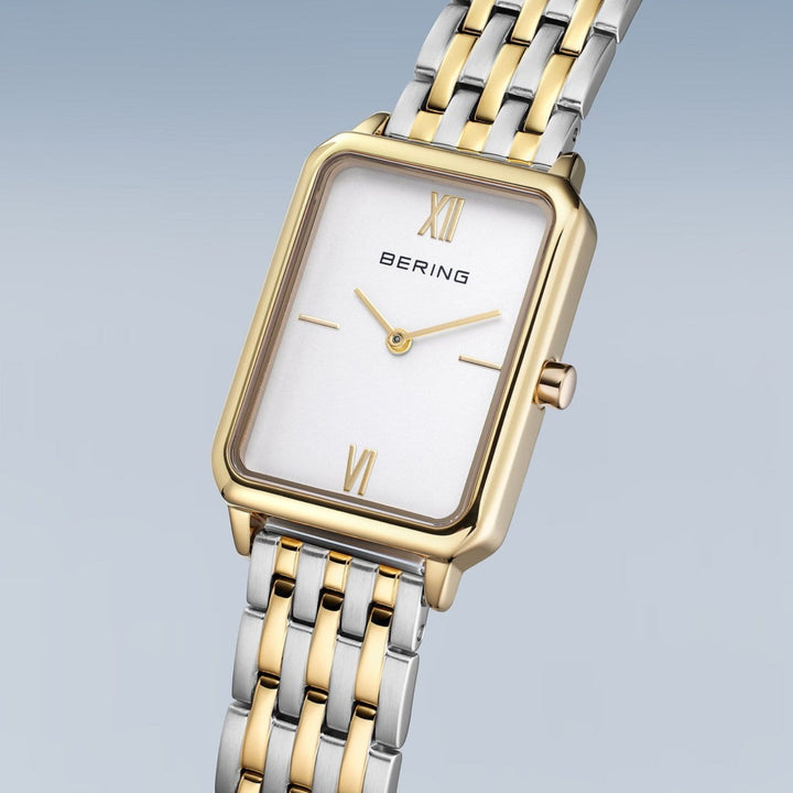 Bering Classic Rectangular Gold Plated Quartz Watch 17423-714