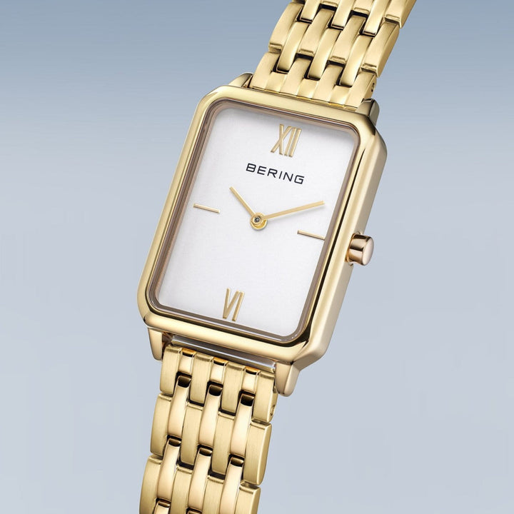 Bering Rectangular Yellow PVD Quartz Watch 17423-734