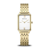 Bering Rectangular Yellow PVD Quartz Watch 17423-734