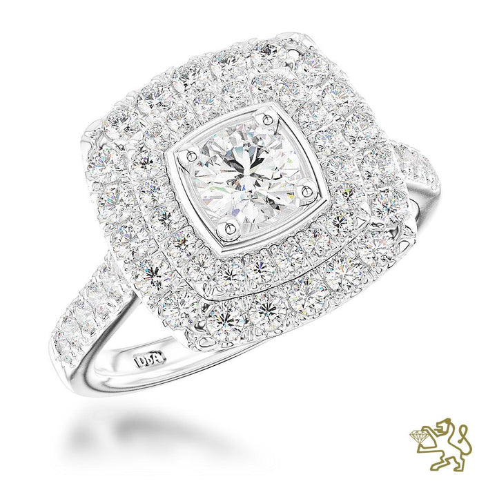 Skye Duo Brava Halo 0.30ct F SI1 Diamond Platinum Ring - Michael Jones Jeweller