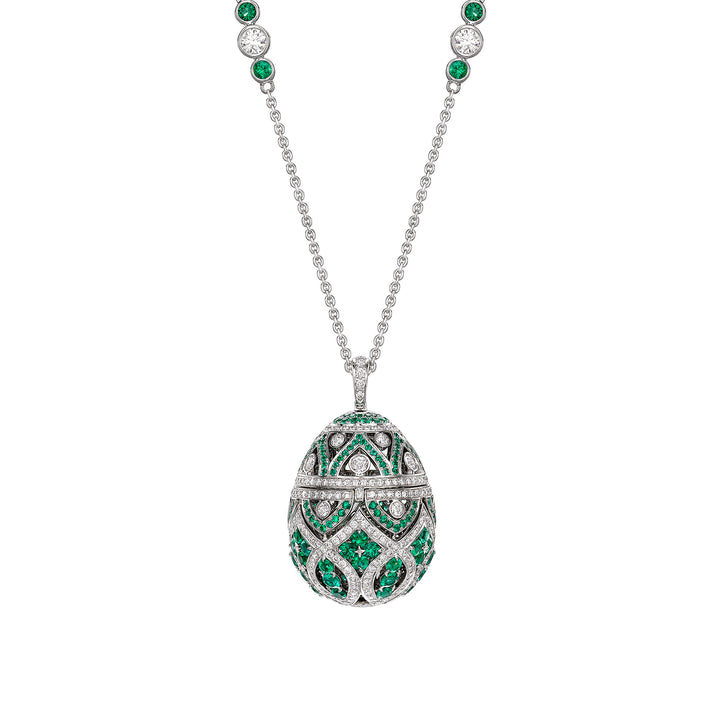 Fabergé Imperial Zenya White Gold & Emerald Egg Pendant