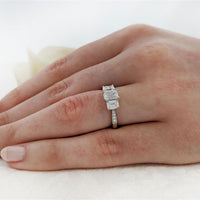 Florentina Skye Emerald Three Stone 0.70ct F SI1 Diamond Platinum Ring