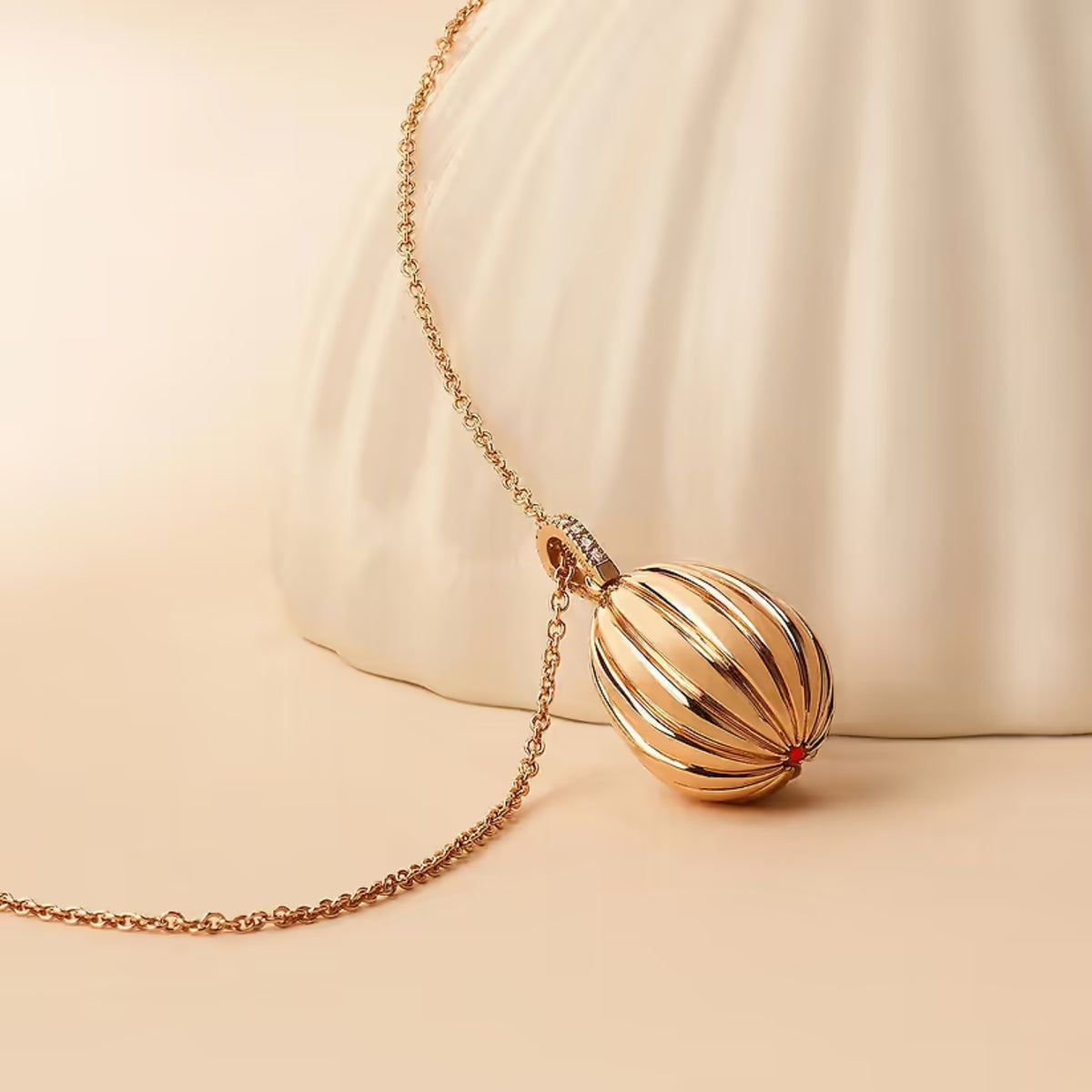 Fabergé Heritage Forever 180 Anniversary Egg Pendant 18ct Rose Gold Diamond and Ruby - Michael Jones Jeweller