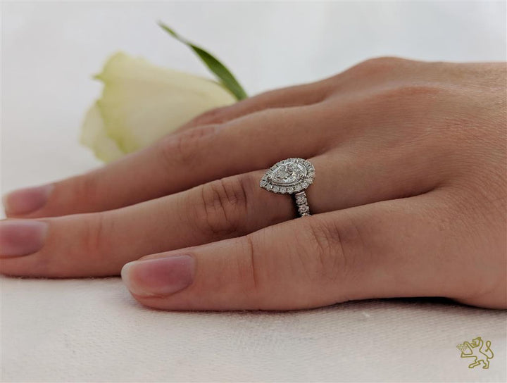 Skye Pear Halo 0.30ct F SI Diamond Platinum Ring
