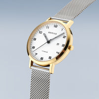 Bering Titanium Polished/Brushed Gold Quartz Watch 18634-010 - Michael Jones Jeweller
