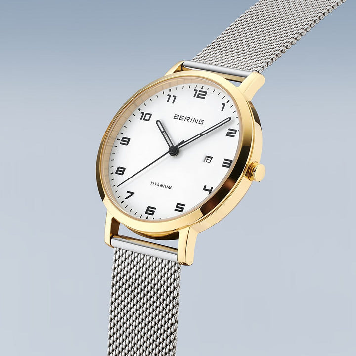 Bering Titanium Polished/Brushed Gold Quartz Watch 18634-010 - Michael Jones Jeweller