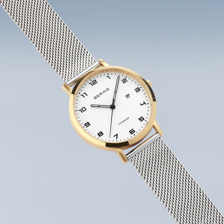 Bering Titanium Polished/Brushed Gold Quartz Watch 18634-010 - Michael Jones Jeweller