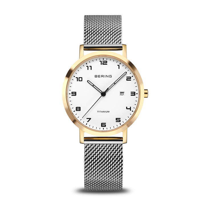 Bering Titanium Polished/Brushed Gold Quartz Watch 18634-010 - Michael Jones Jeweller