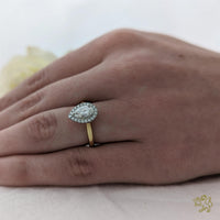 Skye Pure Pear Halo 0.60ct G SI1 Diamond Yellow Gold/Platinum Ring - Michael Jones Jeweller