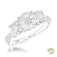 Florentina Skye Cushion Three Stone 1.01ct E SI1 Diamond Platinum Ring
