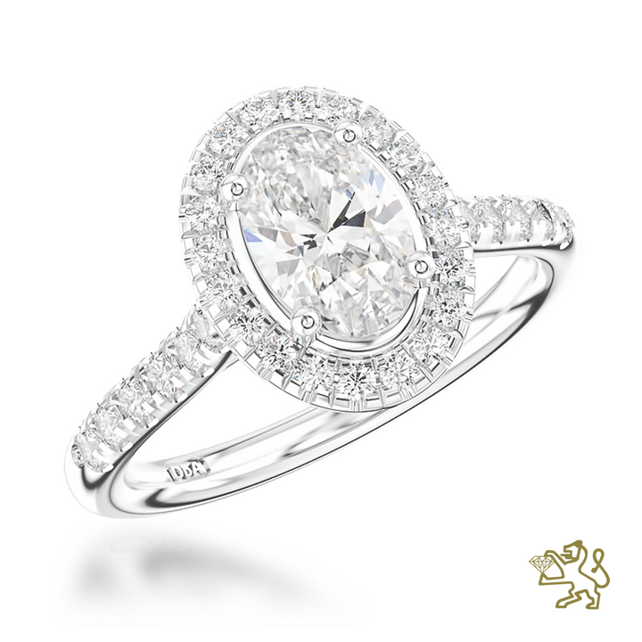 Skye Oval Halo 0.70ct F VS2 Diamond Platinum Ring