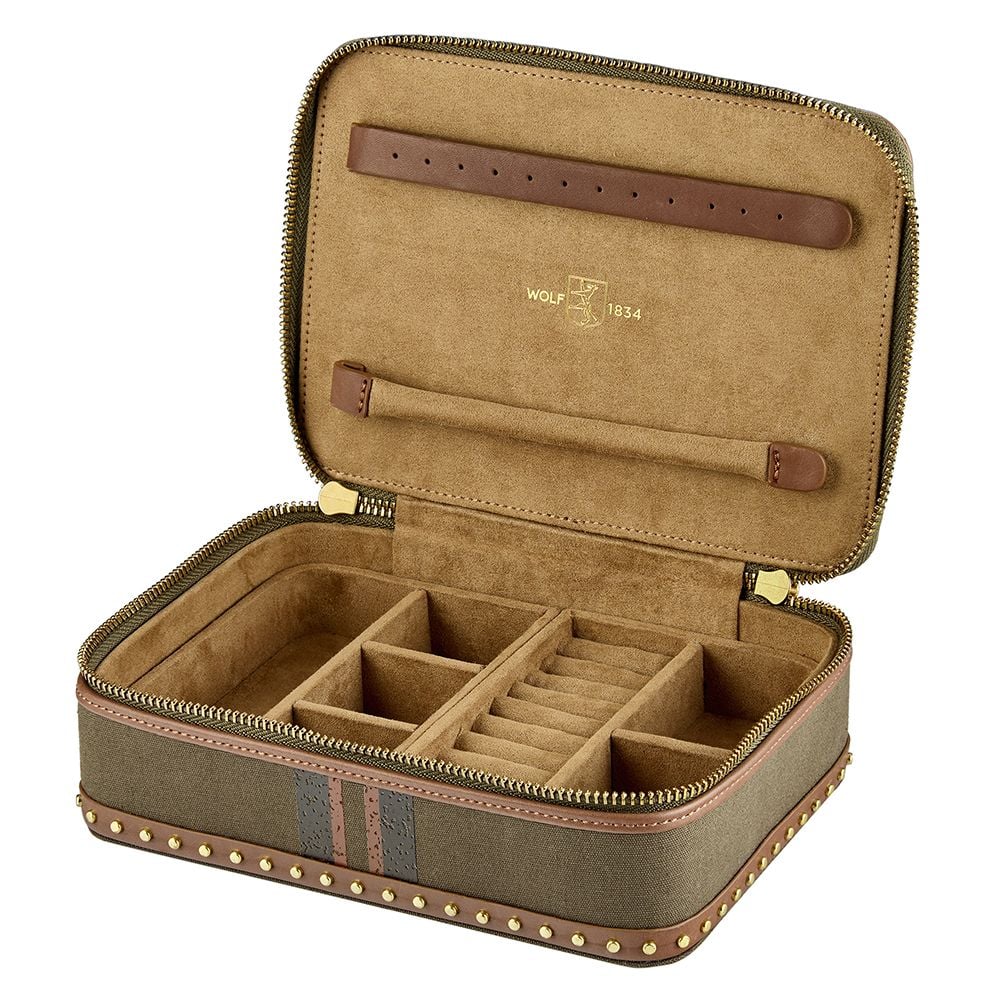 WOLF Ida 190th Anniversary Khaki Zip Jewellery Case - ONLINE EXCLUSIVE - Michael Jones Jeweller