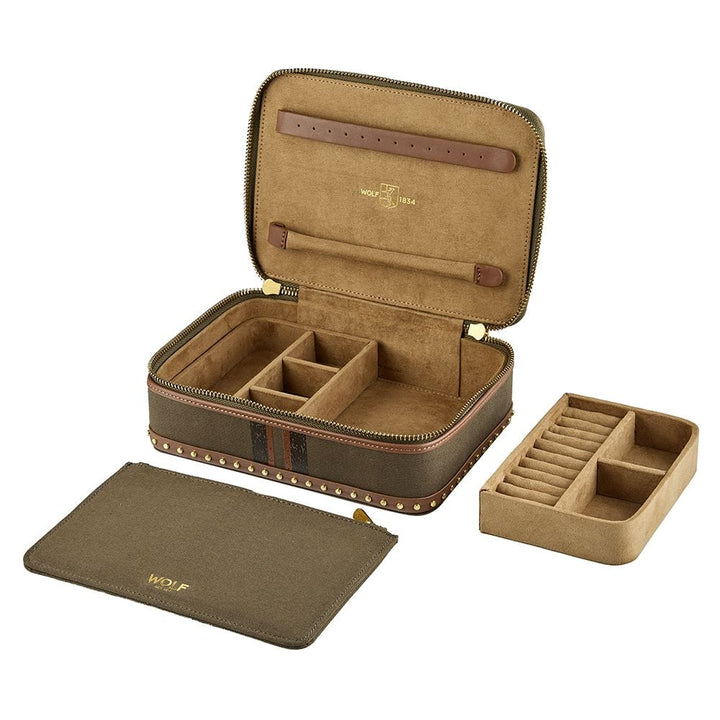 WOLF Ida 190th Anniversary Khaki Zip Jewellery Case - ONLINE EXCLUSIVE