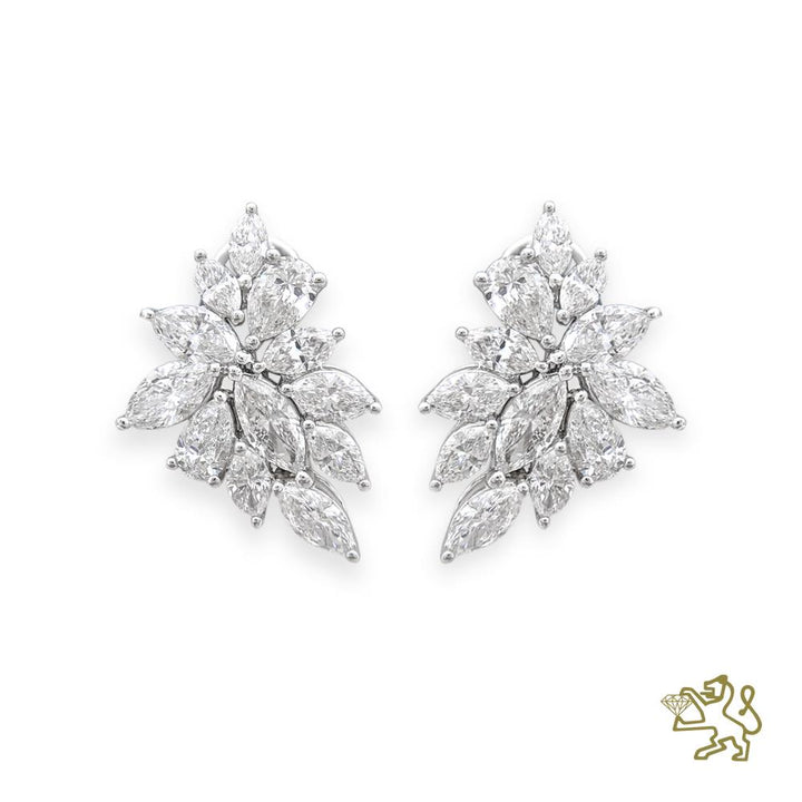 Starburst Diamond 3.68ct Platinum Cluster Earrings