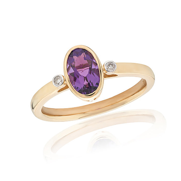 Amethyst and Diamond 9ct Yellow Gold Ring - Michael Jones Jeweller
