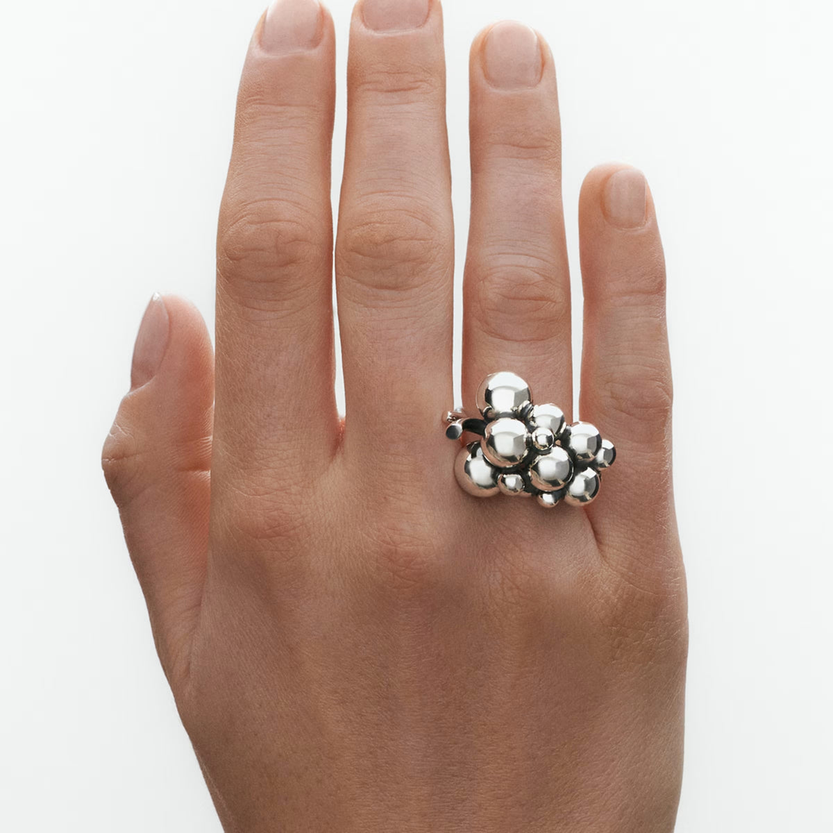 Georg Jensen MOONLIGHT GRAPES Sterling Silver Ring Size 53 (M½)