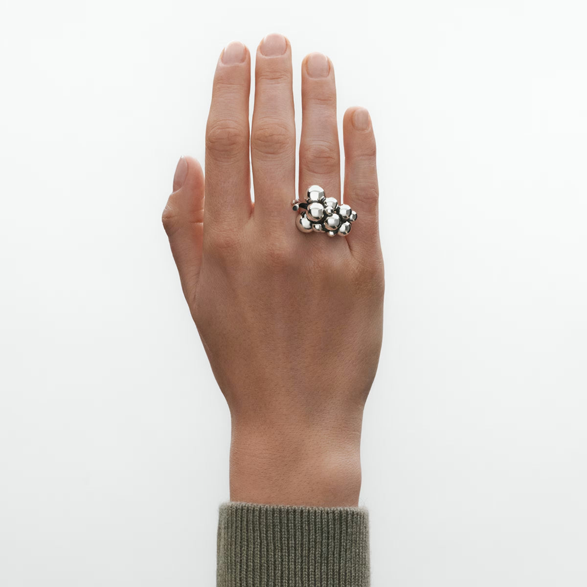 Georg Jensen MOONLIGHT GRAPES Sterling Silver Ring Size 53 (M½)