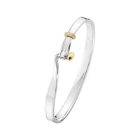 Georg Jensen Torun Sterling Silver and 18ct Yellow Gold Champagne Diamond Set Bangle