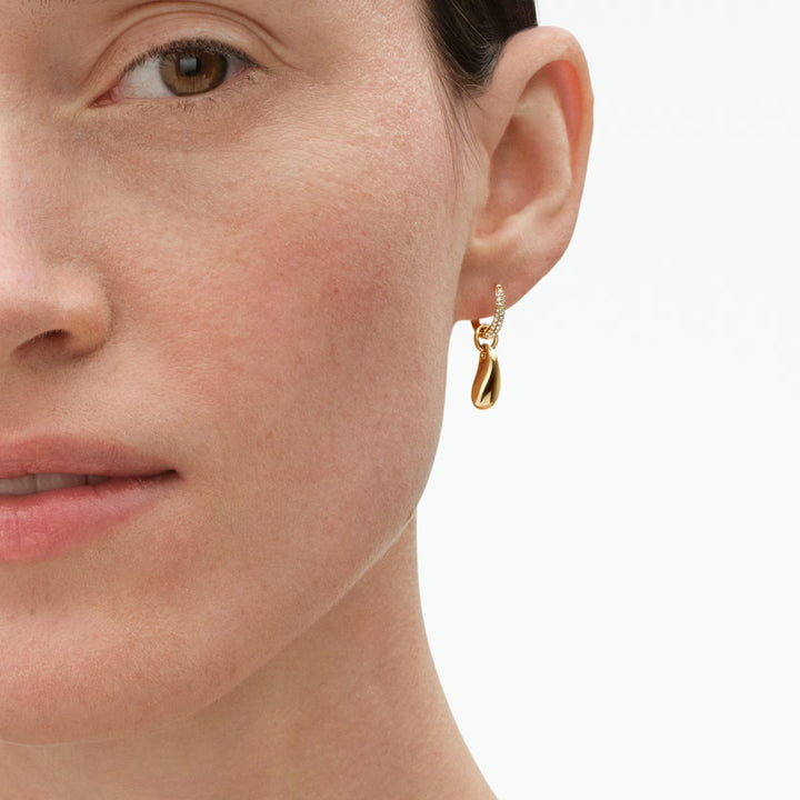 Georg Jensen REFLECT 18ct Yellow Gold Diamond Set Hoop Drop Earrings