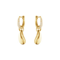 Georg Jensen REFLECT 18ct Yellow Gold Diamond Set Hoop Drop Earrings